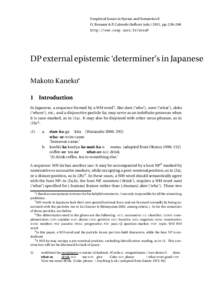 Empirical Issues in Syntax and Semantics 8 O. Bonami & P. Cabredo Hofherr (eds, pp. 239–266 http://www.cssp.cnrs.fr/eiss8  DP external epistemic ‘determiner’s in Japanese
