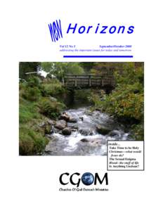 Horizons Vol 12 No 5 September/October 2008 addressing the important issues for today and tomorrow  inside...