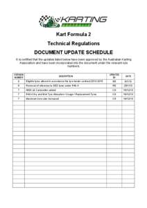    Kart Formula 2 Technical Regulations DOCUMENT UPDATE SCHEDULE