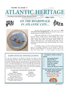 Volume 12,Issue 3 14 Newsletter of the Atlantic County Historical Society  FALL 2014