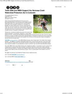 Trails 2000 and IMBA Support the Hermosa Creek Watershed Protection Act in Colorado | International Mountain Bicycling Associat
