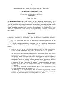 1 (Extract from the chd . Admn. Gaz. (Extra), dated the 4 th June,2007) CHANDIGARH ADMINISTRATION LOCAL GOVERNMENT DEPARTMENT Notification The 4th June, 2007