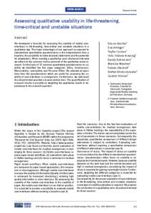 OPEN ACCESS  Research Article Assessing qualitative usability in life-threatening, time-critical and unstable situations