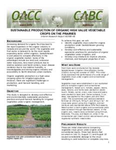 Sustainable Production of Organic High Value Vegetable Crops