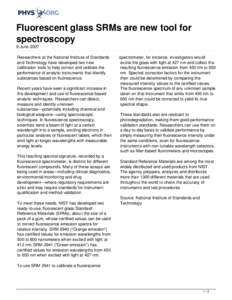 Fluorescent glass SRMs are new tool for spectroscopy