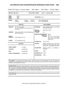 CHLORINATED AND ORGANONITROGEN HERBICIDES (HAND WASH)  ANALYTES: Figure 1 Formula: Table 1 METHOD: 9200, Issue 1  OSHA: