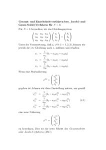 Gesamt- und Einzelschrittverfahren bzw. Jacobi- und Gauss-Seidel-Verfahren fu ¨ r N = 3: