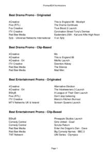 PromaxBDA Nominations  Best Drama Promo - Originated