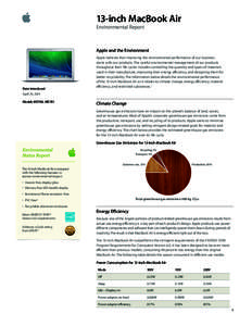 13-inch MacBook Air Environmental Report Apple and the Environment  Date introduced