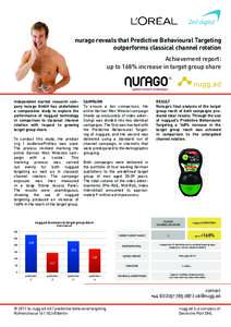 nurago reveals that Predictive Behavioural Targeting outperforms classical channel rotation Achievement report: up to 168% increase in target group share  Independent market research company nurago GmbH has undertaken