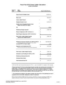 Fiscal Year 2012 Career Ladder Calculation A.R.S. § [removed]Entity ID: CTD: