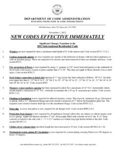 DEPARTMENT OF CODE ADMINISTRATION B UI L DI N G I NSP E C T I O N CO D E ENF O R C EM EN T  400 Main Street, Suite 547, Knoxville, TN 37902