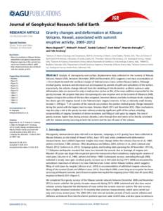 Igneous rocks / Shield volcanoes / Geodesy / Hawaiʻi Volcanoes National Park / Kīlauea / Caldera / Interferometric synthetic aperture radar / Lava lake / Gravimetry / Geology / Volcanology / Volcanism