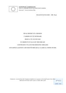 EUROPEAN COMMISSION HEALTH & CONSUMER PROTECTION DIRECTORATE-GENERAL Directorate F - Food and Veterinary Office DG(SANCO[removed] – MR Final