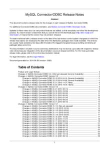 MySQL Connector/ODBC Release Notes