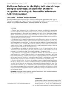 Journal of Applied Ecology 2008, 45, 170– 180  doi: [removed]j[removed]01368.x Multi-scale features for identifying individuals in large biological databases: an application of pattern