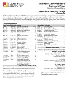Business Administration Professional Track Bachelor of Science Degree Glen Oaks Community College Transfer Guide