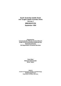 South Australian Health Goals and Targets, Health Priority Areas: Survey 3 - Immunisation, September 1999