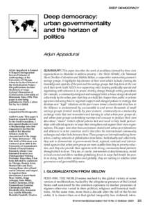 DEEP DEMOCRACY  Deep democracy: urban governmentality and the horizon of politics