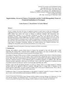 Journal of Economics and Development Studies December 2014, Vol. 2, No. 4, ppISSN: Print), Online) Copyright © The Author(sAll Rights Reserved. Published by American Research Ins