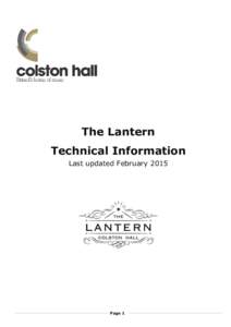 The Lantern Technical Information Last updated February 2015 Page 1
