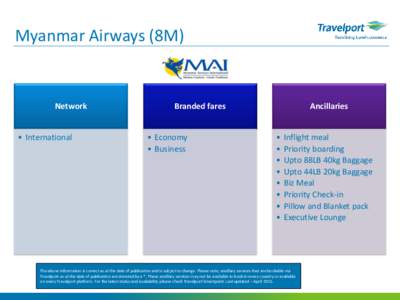 Myanmar Airways (8M)  Network • International