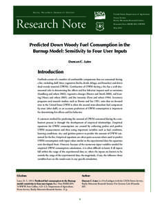 Predicted fuel consumption in the Burnup model: sensitivity to four user inputs