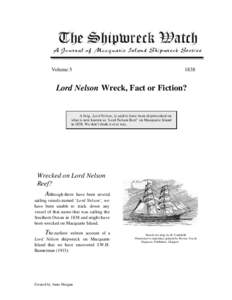 Volume[removed]Lord Nelson Wreck, Fact or Fiction?