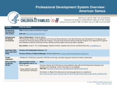 Professional Development System Overview: American Samoa Territory  American Samoa