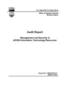 U.S. Department of Agriculture Office of Inspector General Midwest Region Audit Report Management and Security of