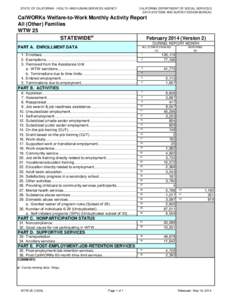 STATE OF CALIFORNIA - HEALTH AND HUMAN SERVICES AGENCY  CALIFORNIA DEPARTMENT OF SOCIAL SERVICES DATA SYSTEMS AND SURVEY DESIGN BUREAU  CalWORKs Welfare-to-Work Monthly Activity Report