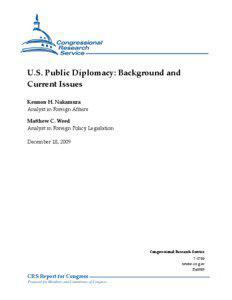 U.S. Public Diplomacy: Background and Current Issues Kennon H. Nakamura