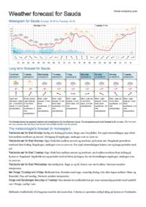 Printed: :00  Weather forecast for Sauda Meteogram for Sauda Sunday 16:00 to Tuesday 16:00 Monday 25 May