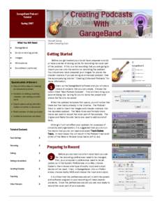 GarageBand Podcast Tutorial Spring 2007 Marriott Library Student Computing Labs
