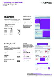 TradeWinds Jobs & Classified Advertising rates and sizes EUR 2016 | All rates are excl VAT Jobs and Classified on TradeWinds newspaper