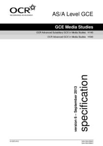 Specification – AS/A Level Media Studies
