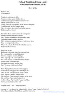 Folk & Traditional Song Lyrics - Bowl of Red