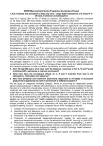 NERC Macronutrient Cycles Programme Consortium Project LTLS: Analysis and simulation of the Long-Term / Large-Scale interactions of C, N and P in UK land, freshwater and atmosphere Lead PI: E Tipping CEH Co-PIs: JF Boyle