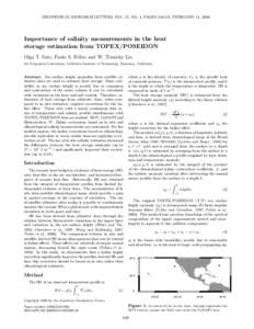 GEOPHYSICAL RESEARCH LETTERS, VOL. 27, NO. 4, PAGES[removed], FEBRUARY 15, 2000  Importance of salinity measurements in the heat storage estimation from TOPEX/POSEIDON Olga T. Sato, Paulo S. Polito and W. Timothy Liu Jet 