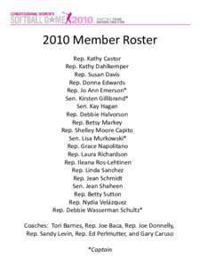 2010 Member Roster Rep. Kathy Castor Rep. Kathy Dahlkemper Rep. Susan Davis Rep. Donna Edwards Rep. Jo Ann Emerson*