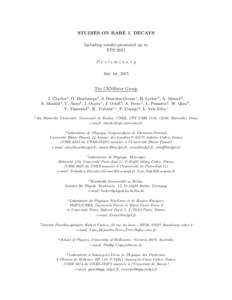 STUDIES ON RARE K DECAYS Including results presented up to EPS 2015 Preliminary July 1st, 2015