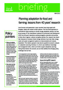 May[removed]Planning adaptation for food and farming: lessons from 40 years’ research  Policy