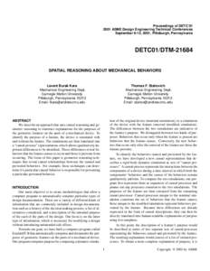 Proceedings of DETC’ASME Design Engineering Technical Conferences September 9-12, 2001, Pittsburgh, Pennsylvania DETC01/DTM-21684