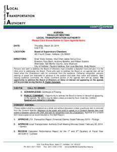 AGENDA REGULAR MEETING LOCAL TRANSPORTATION AUTHORITY Please Click Boxes Below to Open Agenda Items DATE: