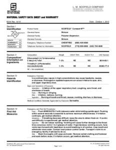 L. M. SCOFIELD COMPANY 6533 BANDINI BLVD. • LOS ANGELES, CALIFORNIASCOFIELD ROAD • DOUGLASVILLE, GEORGIAMATERIAL SAFETY DATA SHEET and WARRANTY B204 Rev