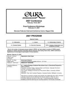 2007 Conference February 19-20, 2007 Post-Conference Workshops February 21, 2007 Sheraton Fallsview Hotel and Conference Centre, Niagara Falls