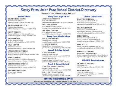Rocky Point Union Free School District Directory Phone[removed] | Fax[removed]District Office