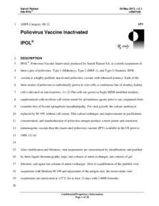 Vaccination / Biology / Health / Polio vaccine / Poliomyelitis eradication / IPV / DPT vaccine / Poliovirus / Sanofi Pasteur / Poliomyelitis / Vaccines / Medicine