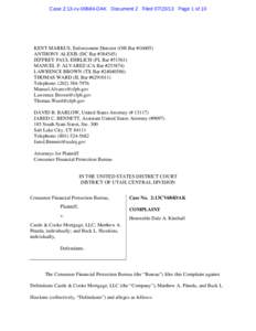 Case 2:13-cv[removed]DAK Document 2 Filed[removed]Page 1 of 10  KENT MARKUS, Enforcement Director (OH Bar #[removed]ANTHONY ALEXIS (DC Bar #[removed]JEFFREY PAUL EHRLICH (FL Bar #[removed]MANUEL P. ALVAREZ (CA Bar #253874)