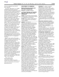 Spectrum management / Notice of proposed rulemaking / Low-power broadcasting / United States Department of Commerce / Government / Technology / NTIA Manual of Regulations and Procedures for Federal Radio Frequency Management / Coupon-eligible converter box / Television technology / Electronic engineering / National Telecommunications and Information Administration